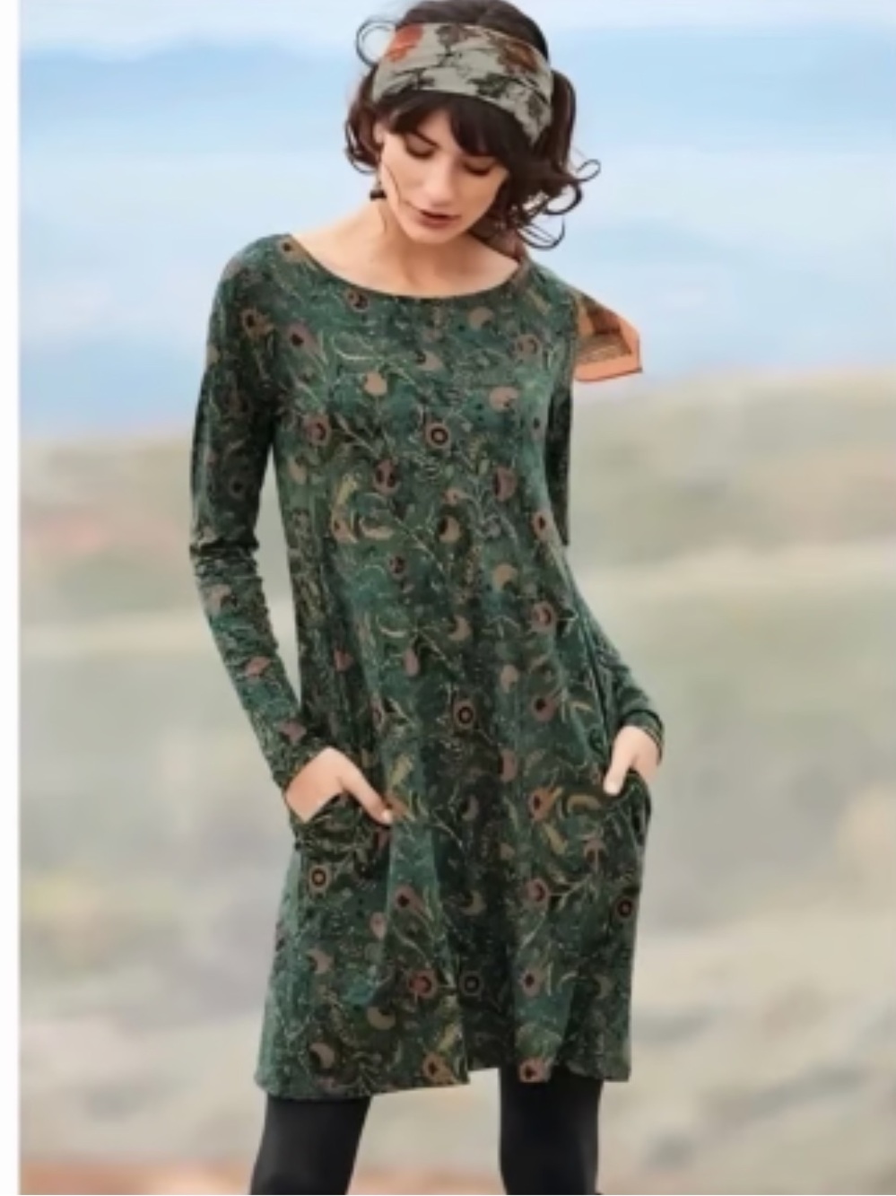 Peruvian Connection Orla Dress Size M Casual Pockets Earthy